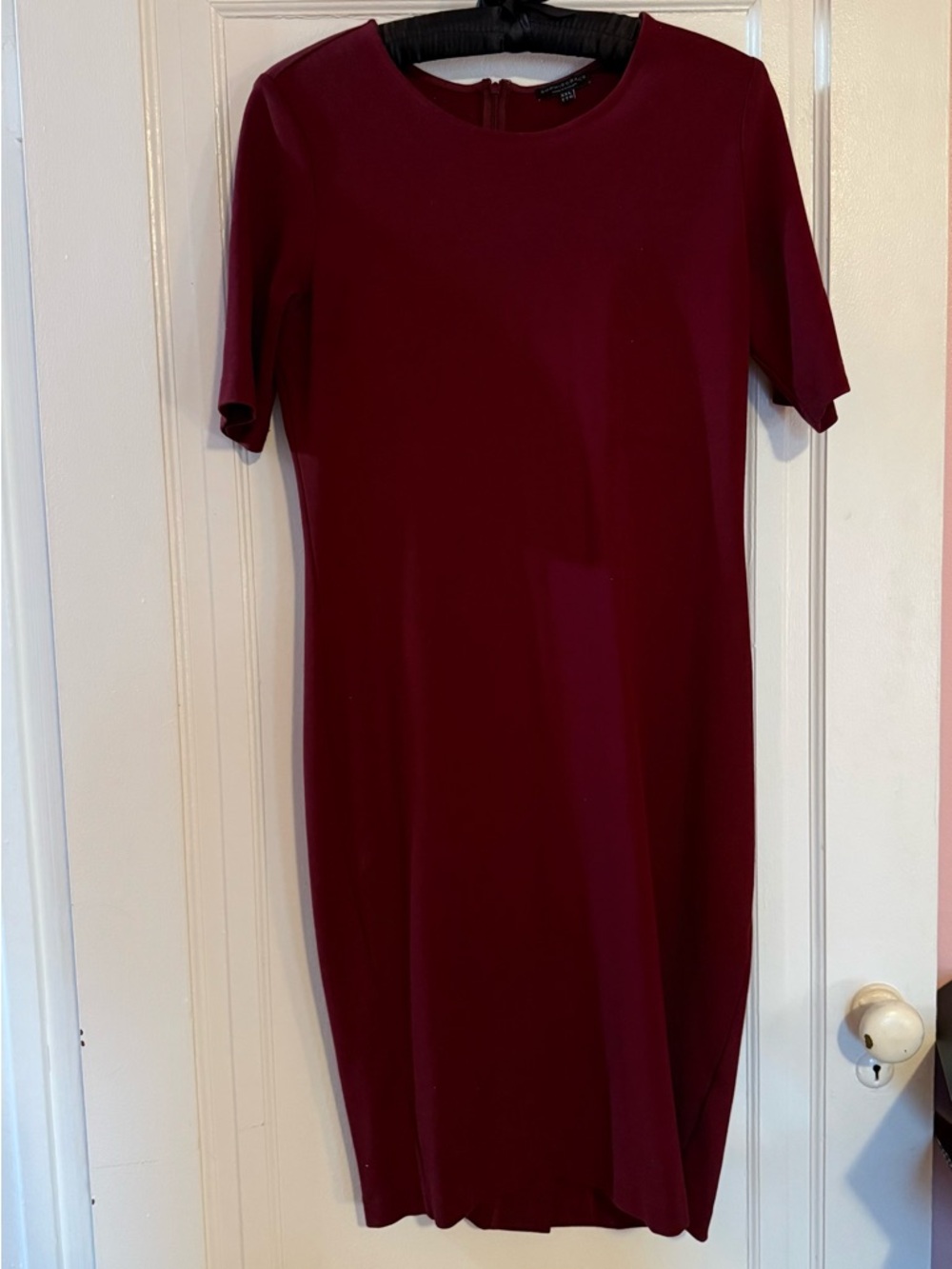 Sophiegrace Ashley Dress- Bordeaux, Short Sleeve Round Neck